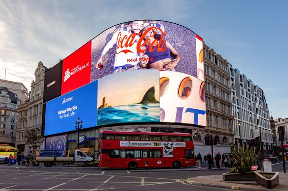 Advertising screen on Piccadilly circus in London, UK