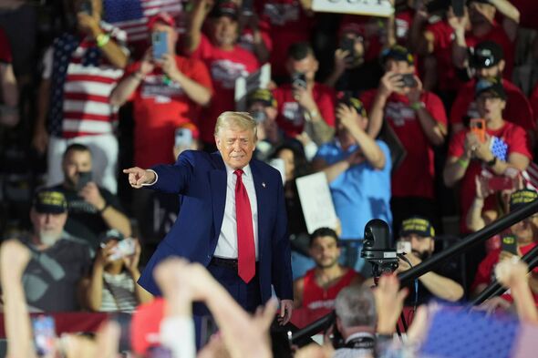 President Donald Trump arrives to speak