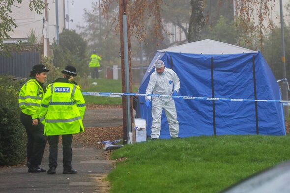 Police at the scene in Medway Grove, Kings Norton