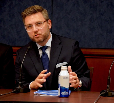 The president of the Southern Baptist Convention Ethics & Religious Liberty Commission Brent Leatherwood speaks during a panel discussion about religious persecution around the world and its connection to U.S. refugee resettlement and asylum policies on Sept. 20, 2023, at the U.S. Capitol Visitor Center in Washington, D.C.