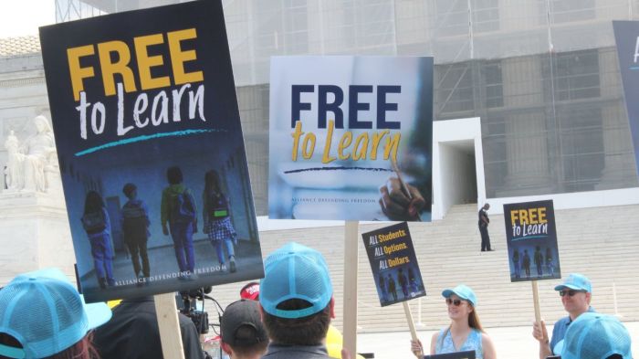 School choice advocates rallied outside the U.S. Supreme Court on April 30, 2025, as the justices heard oral arguments in 'Oklahoma Statewide Charter School Board v. Drummond.'