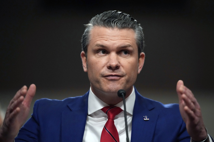 Secretary of Defense Pete Hegseth testifies during his Senate Armed Services confirmation hearing on Capitol Hill on Jan. 14, 2025, in Washington, D.C.