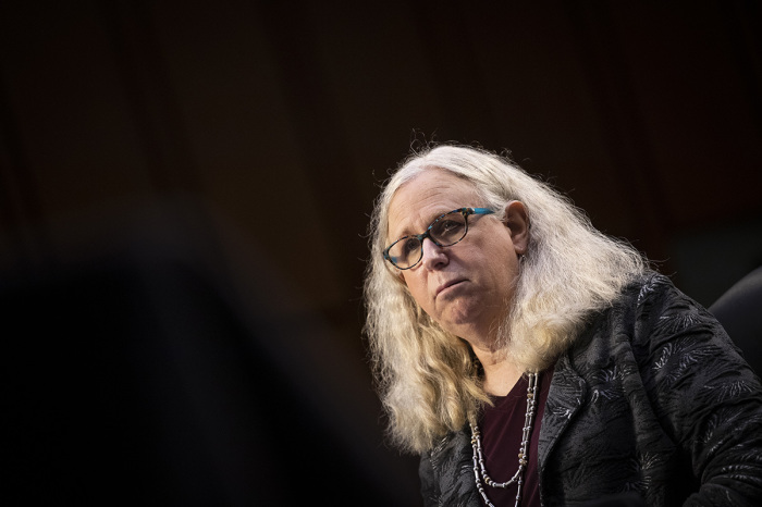 Rachel (Richard) Levine, a trans-identified nominee for Assistant Secretary in the Department of Health and Human Services, testifies at his confirmation hearing before the Senate Health, Education, Labor, and Pensions Committee on Feb. 25, 2021, on Capitol Hill in Washington, D.C.