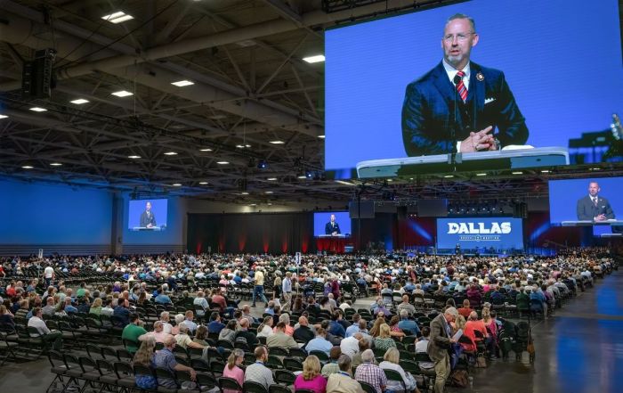 Attendees gather for the 2025 Southern Baptist Convention Annual Meeting in Dallas, Texas, on June 11, 2025.