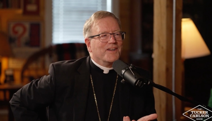 Bishop Robert Barron of the Diocese of Winona-Rochester in Minnesota discusses the existence of God, the rise of evil and the need for revival during an episode of 'The Tucker Carlson Show.'