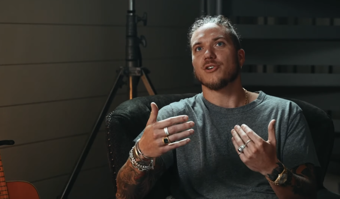 Worship singer and songwriter Brandon Lake speaking during a podcast in January 2024.