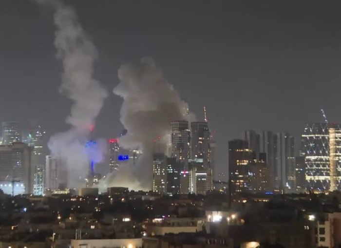 A view of the Tel Aviv skyline on June 13, 2025.