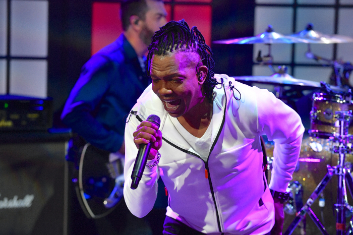 Michael Tait of Newsboys perform during filming of 'Candace' on Sept. 13, 2021, in Nashville, Tennessee.