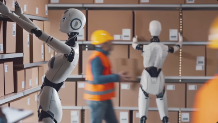 A screenshot of an informational video from Morgan Stanley on the intersection of AI and the physical economy.
