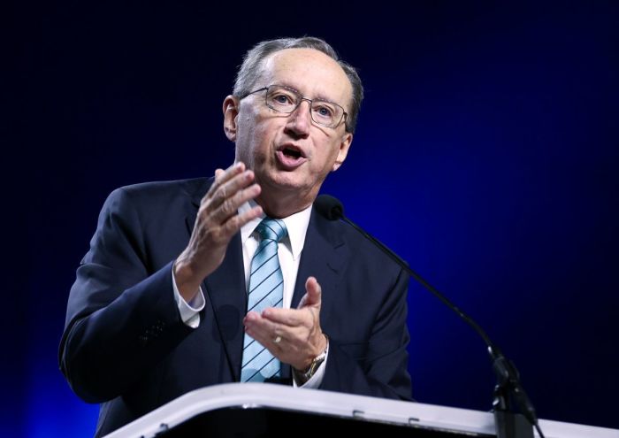 Executive Committee President Jeff Iorg speaks to messengers on June 10 at the 2025 Southern Baptist Convention Annual Meeting in Dallas, Texas.
