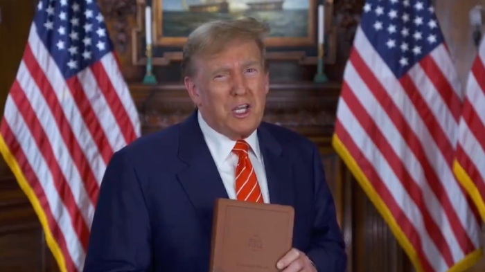 President Donald Trump rolled out a new leather-bound 'God Bless the USA' Bible in a video posted to Truth Social last March.