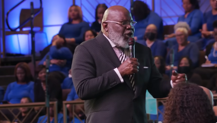 Bishop T.D. Jakes preaches at the 2024 Joint New Year’s Revival in Maryland at the First Baptist Church of Glenarden on Jan. 5, 2024.