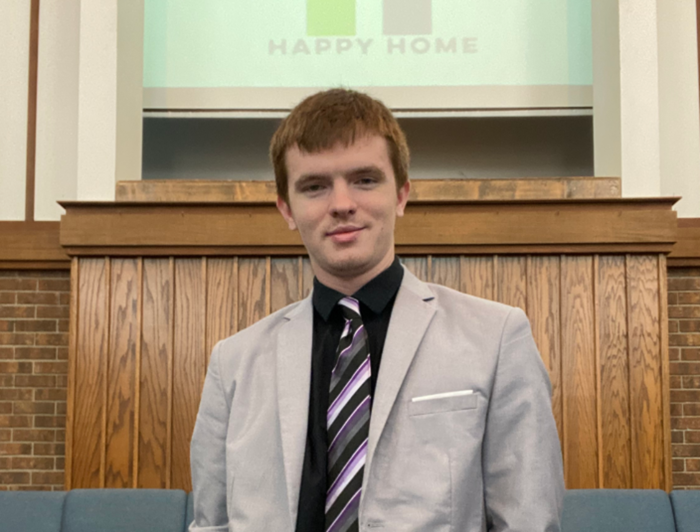 Devin Carroll, 22, is pastor of Happy Home Baptist Church in Nakina, North Carolina.