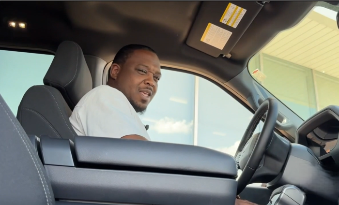 Deacon Richard Pryor of CrossPointe Community Church in Wayne, Michigan, seated in his 2025 F-150 PowerBoost from Jack Demmer Ford.