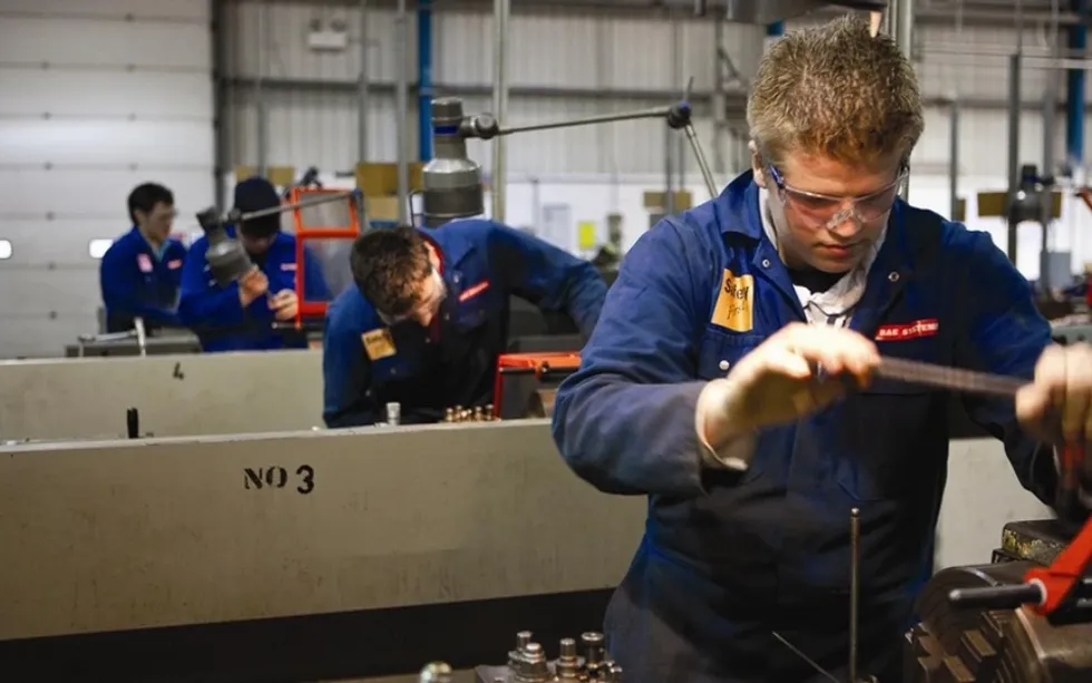 Apprentices working at BAE Warton