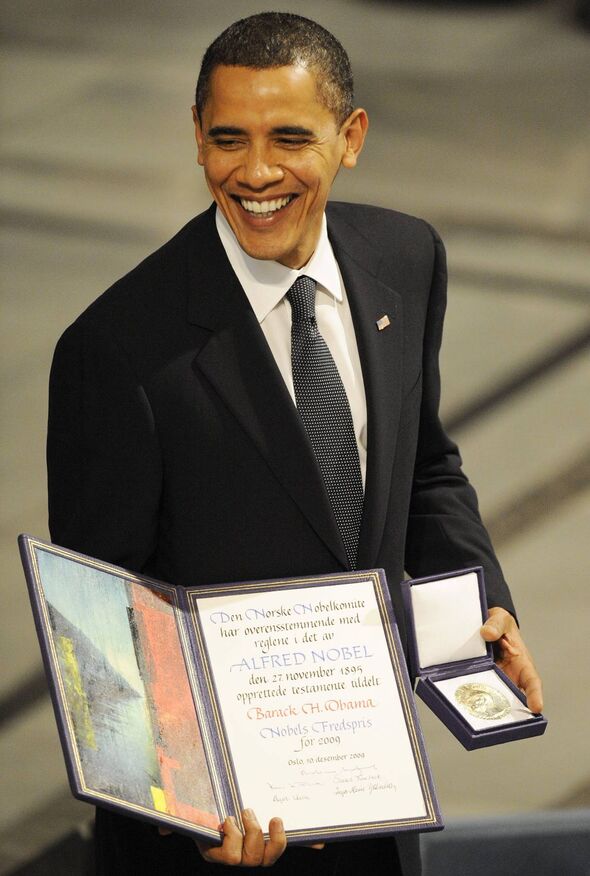 Former US President Barack Obama with peace prize