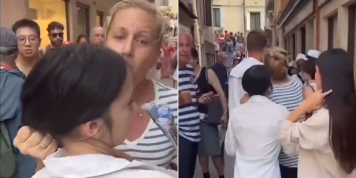 Venice pickpocket handed instant justice as 'victim' restrains would-be thief by her hair before police arrive
