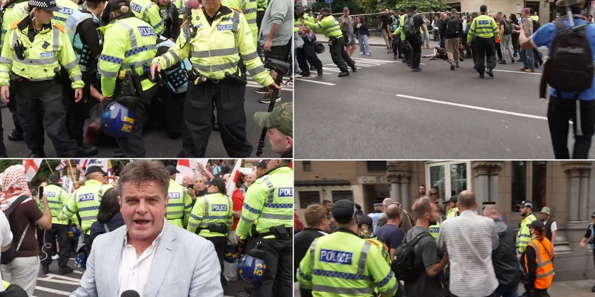 'It is kicking off here!' Thousands of protesters BLOCK OFF Liverpool City centre as GB News star blasts police for 'very bad decision'