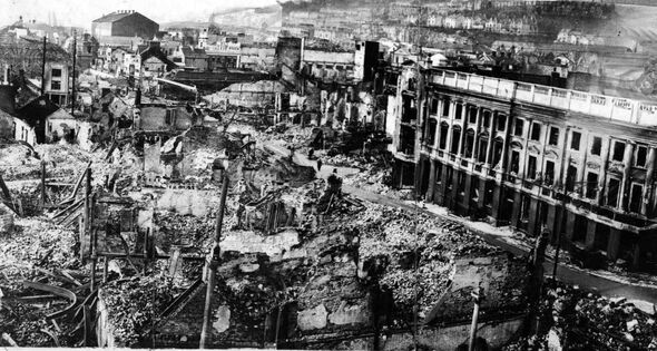 wartime scene of destruction