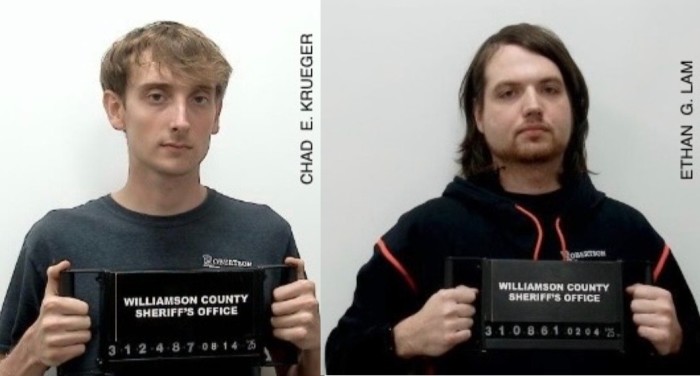 Ethan Lam and Chad Krueger were arrested and charged with having caused an estimated $300,000 in damages to McKinney Chapel Freewill Baptist Church in Illinois in July 2025.