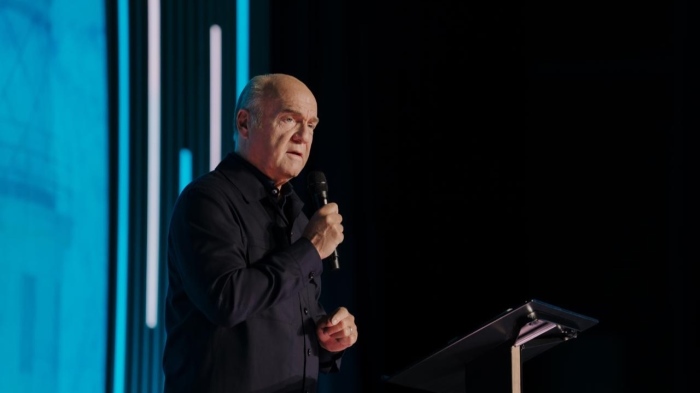 Pastor Greg Laurie speaks about the spiritual hunger among young men during his address at Turning Point USA's