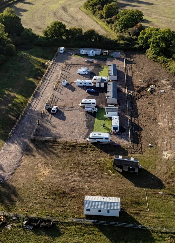 The travellers have turned the farm's field into a caravan park in just two days