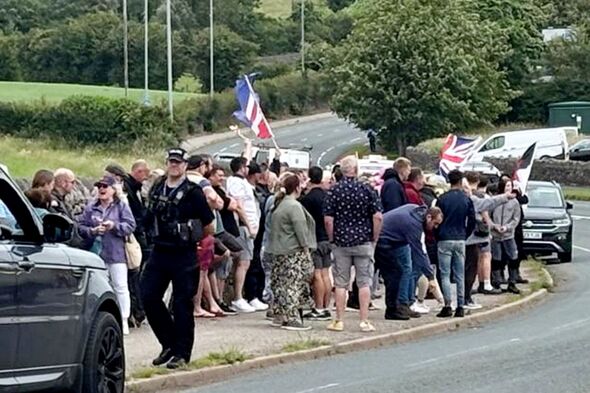 Dramatic scenes as demonstrators go head to head outside Lake District mosque