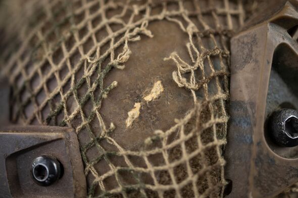 Damage to Leon Cribb's helmet