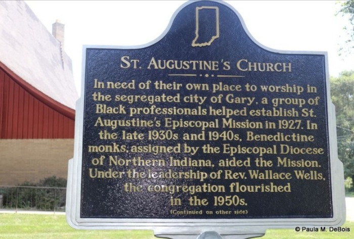 The historic marker given to St. Augustine's Episcopal Church of Gary, Indiana, in 2025. A historically African American congregation, it was founded in 1927. 
