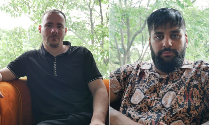 Mihai-Constantin Petcu, 40 (L) and Marian Barbu, 33 (R) both claim they were sexually trafficked in Romania.