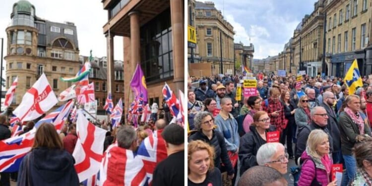 Newcastle protest LIVE: 100 anti-migrant protesters drowned out by counter march | UK | News