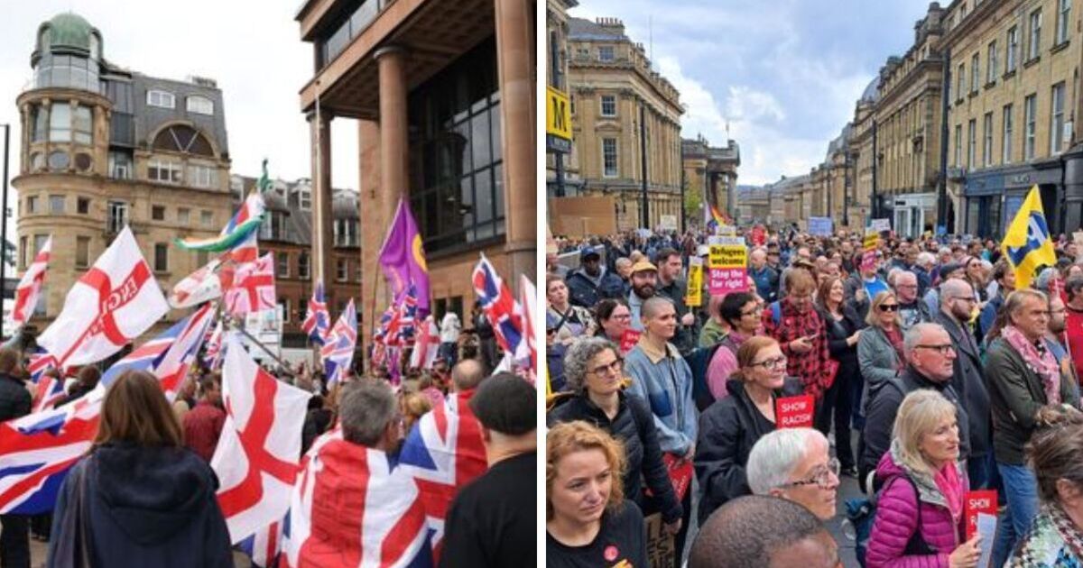 Newcastle protest LIVE: 100 anti-migrant protesters drowned out by counter march | UK | News