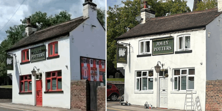 'Poppy red' pub painted over after just ONE resident complained leaving army vet owner 'emotional'
