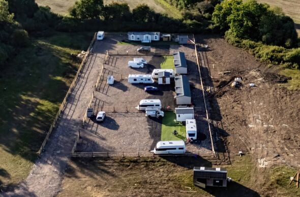 The travellers have turned the farm's field into a caravan park in just two days