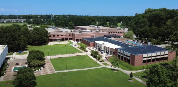 An aerial view of the campus of Virginia Wesleyan University, located in Virginia Beach, Virginia. In August 2025, VWU decided to change their name to Batten University in honor of a family that had donated to the school. 