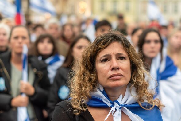A participant looks on at the Old Town Square during the...