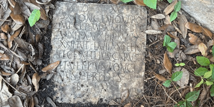 Ancient Roman 'gravestone' uncovered in AMERICA by couple weeding their garden