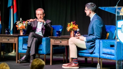 Former Intel CEO Pat Gelsinger, left, speaks with moderator Brandon Showalter at 