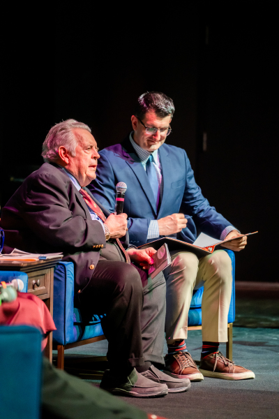 Dr. Richard Land, executive editor of The Christian Post, speaks with moderator Brandon Showalter during 