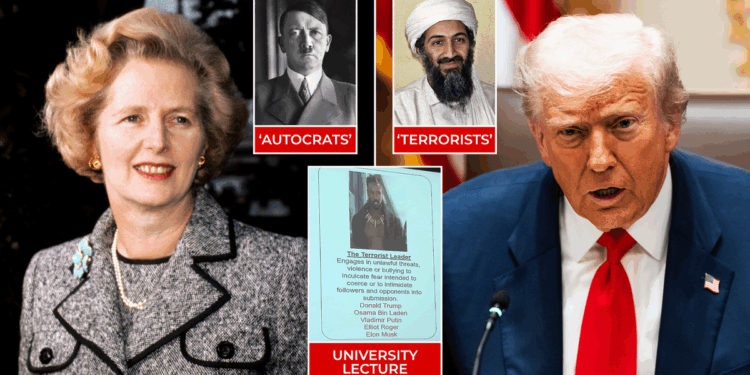 Margaret Thatcher likened to Adolf Hitler and Donald Trump labelled 'terrorist leader' at University of Leicester