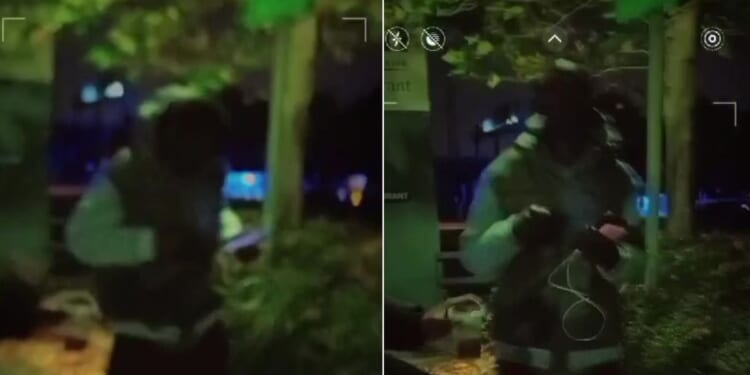 Watch moment asylum seeker appears to DANCE and laugh just moments after alleged stabbing