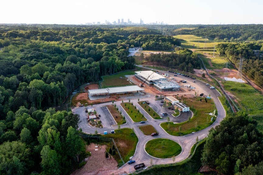 The Atlanta Public Safety Training Center, referred to as 'Cop City' by opponents, under construction in Atlanta, Georgia, US, on Wednesday, May 1, 2024. Alexander Cox Taylor runs the family conglomerate, Cox Enterprises Inc., while supporting civic causes in his hometown of Atlanta, including a new $110 million facility to train police and other safety officials. His first cousin, James Cox Chambers Jr., is using his own piece of the fortune to try to shut that very project down. Photographer: Elijah Nouvelage/Bloomberg via Getty Images