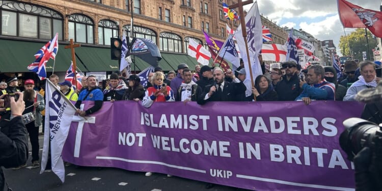 Four counter-protesters arrested in London as demonstration moved nine miles after police ban