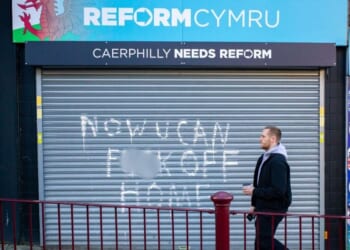 Reform UK office vandalised with 'f**k off home' message after defeat in 'dark tricks' by-election