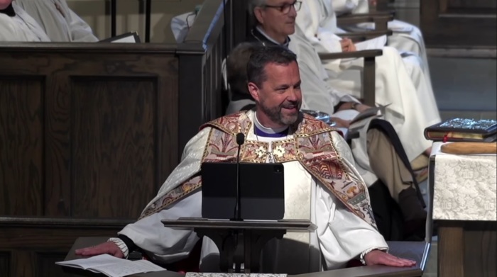 The Most Rev. Stephen D. Wood, archbishop of the Anglican Church in North America, preaching a sermon at Christchurch Anglican in Montgomery, Alabama, on Sunday, May 18, 2025.