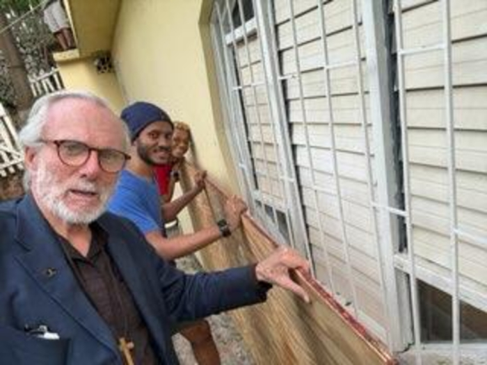 Pastor Bill Devlin helps residents of Jamaica clean up after Hurricane Melissa tore through the island nation, Oct. 29, 2025.