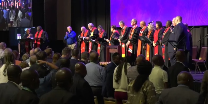 A worship service held at the Global Methodist Church General Conference in San Jose, Costa Rica, in September 2024.