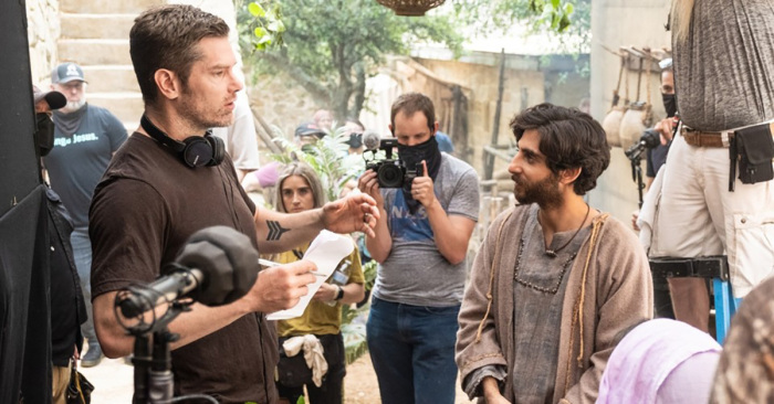 Dallas Jenkins on the set of