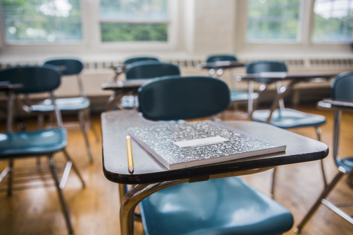 An empty classroom.