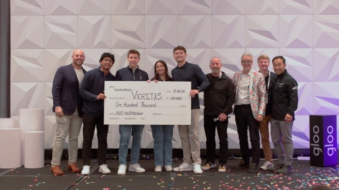  Veritas from Austin Christian University won the$100,000 grand prize for their immersive Bible app at Gloo's AI Hackathon Awards in October 2025.